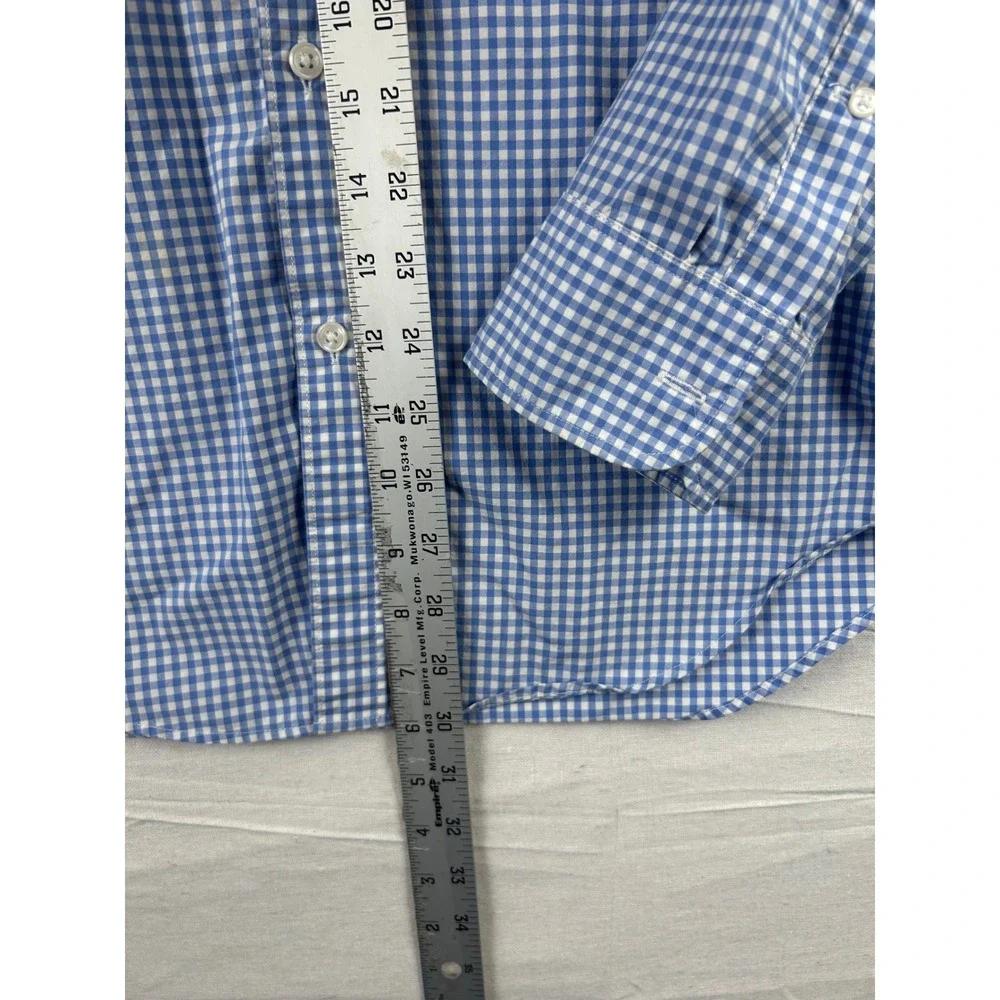 J.Crew Mens Classic Fit Gingham Button Down Shirt Blue White Cotton C0641 Size S